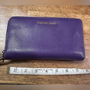 Michael Kors Purple Leather Zip Around Wallet